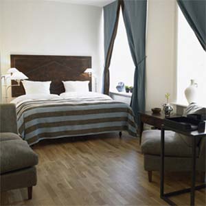 2 person junior suite with king bed, and private facilities (bath and shower)